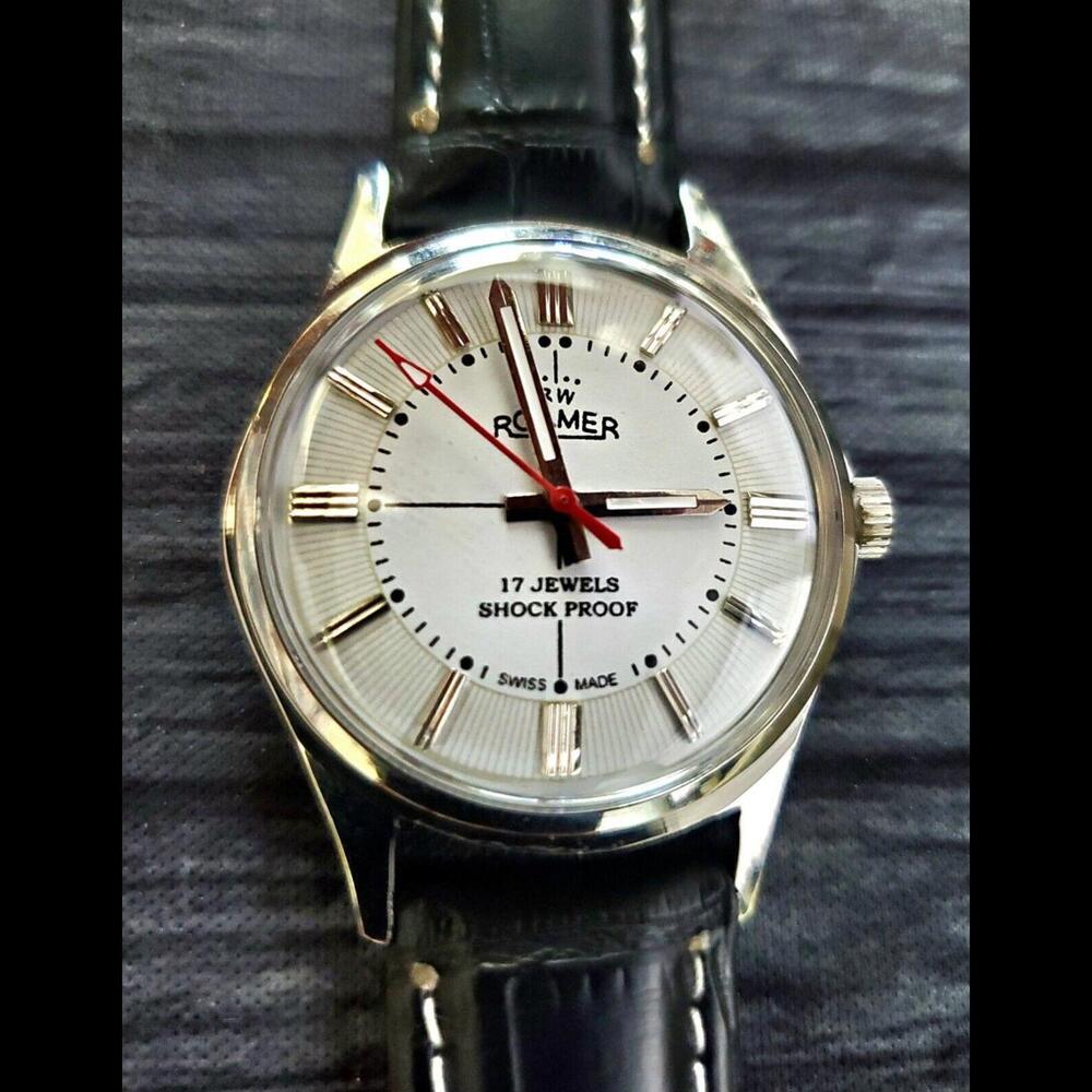 Rare Roamer Brevete Swiss‎ Mens Manual Watch White Serviced